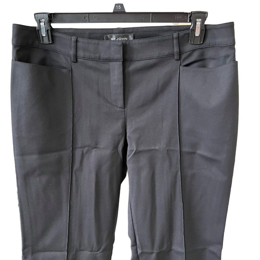 St. John 'Jennifer' Black Pintuck Ankle Pants Dress Slacks Size 12 - Picture 4 of 8